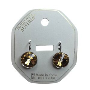 NWT SwarovskiElements LiteColorado Topaz 13mm AustrianCrystalLeverback Earrings